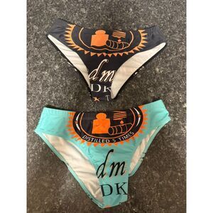 Tito's Black/Orange Blue/Black Bikini Two Bottom Piece Swimsuit Size XL